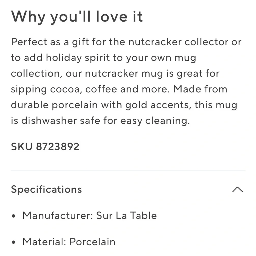 Sur La Table Nutcracker Mug